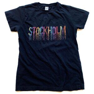 Stockholm Rhinestone Rainbow T-Shirt Black Women’s Small